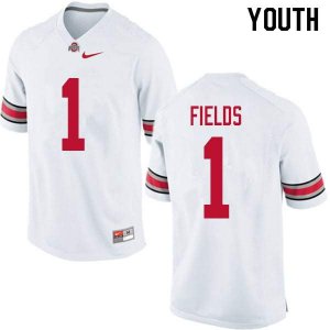 NCAA Ohio State Buckeyes Youth #1 Justin Fields White Nike Football College Jersey EQB5245RY